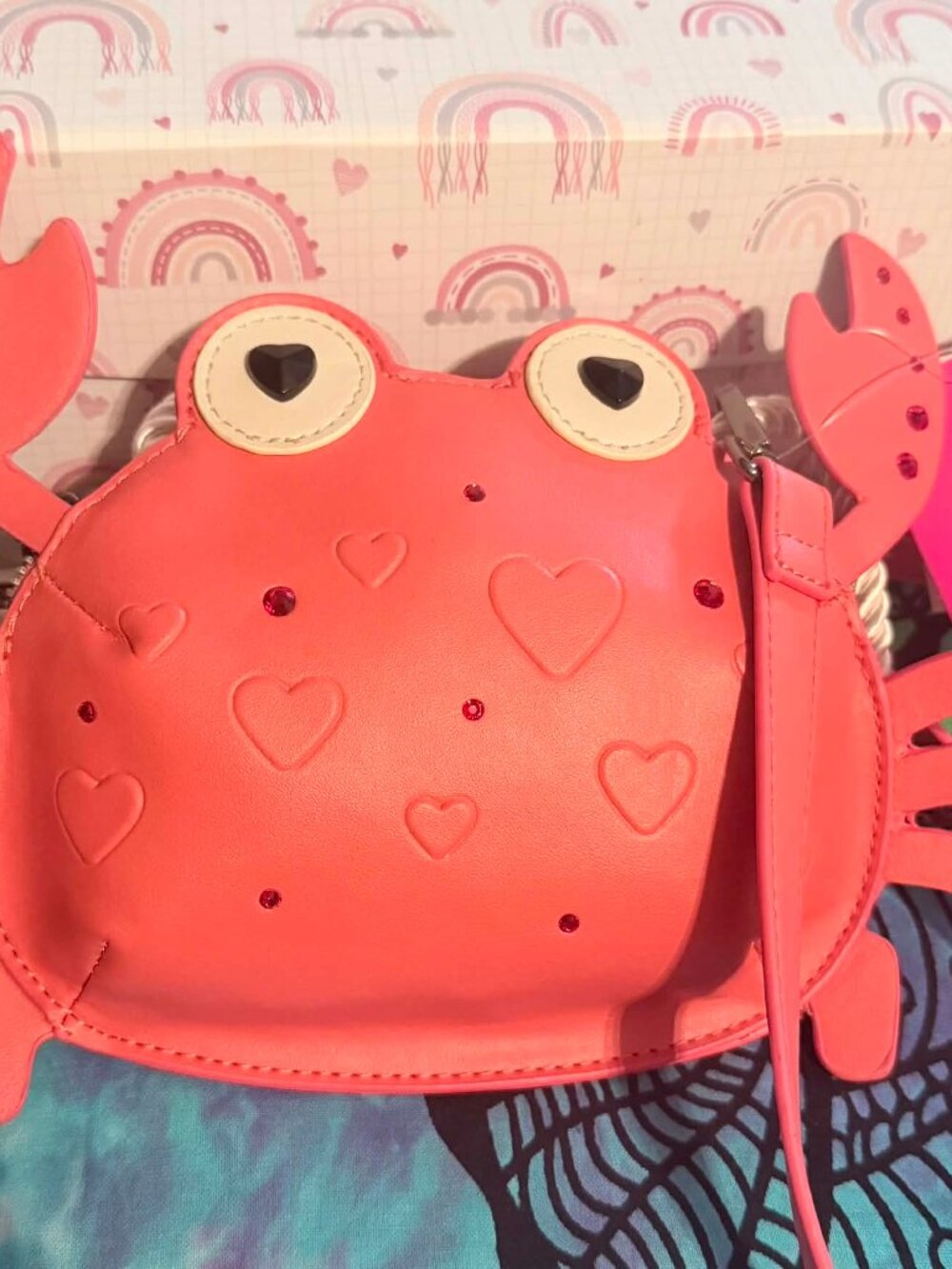 Betsey Johnson "Crabby" red crab-shaped novelty crossbody purse, NWT - Picture 2 of 5